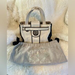 My Flat In London x Brighton leather cream & black top handle bag